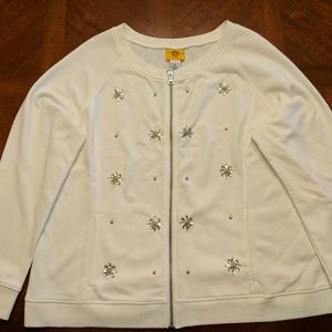 Ruby Rd. French Terry Zip Front Jacket W/Crystals